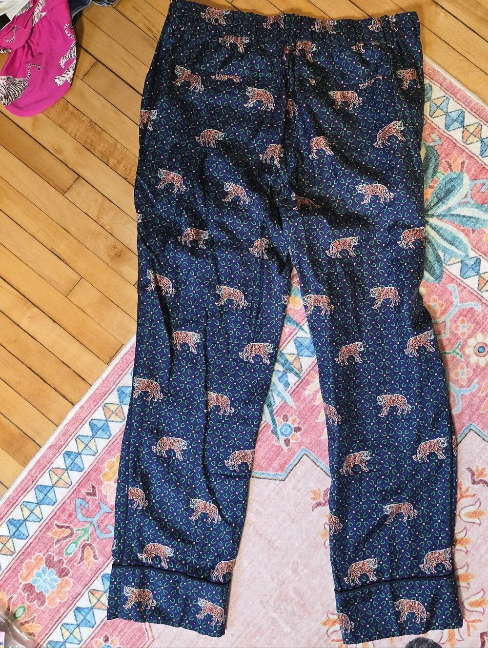 J. Crew Silk Tiger Blue Pants Size 4